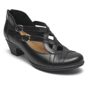 Rockport Abbott Curvy Black Leather Size 7 medium Cobb Hill Collection Mary Jane